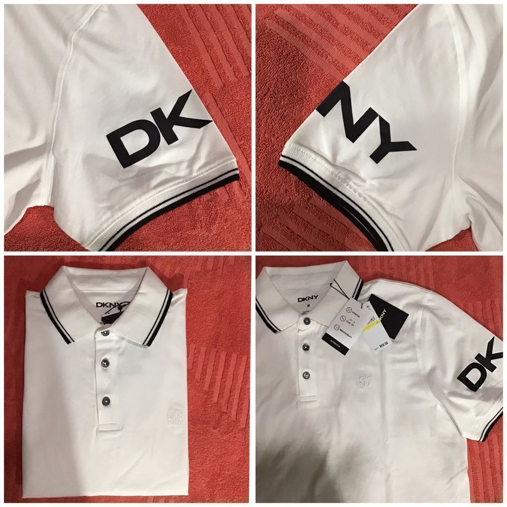 DKNY Men’s LOGO SLEEVE POLO SHIRT M - Picture 15 of 15